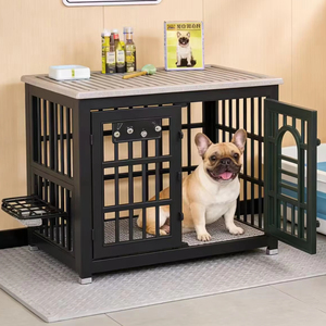 Meuble TV d'Intérieur en Promotion avec Table d'Appoint et Bol, Idéal pour Chiens <span class=keywords><strong>de</strong></span> Petite, Moyenne et Grande Taille, Cage à <span class=keywords><strong>Chien</strong></span> Robuste en Bois, Mobilier pour Niche Canine - Product Image 1