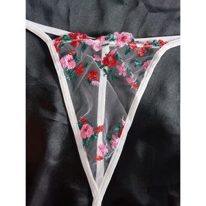 碎花性感白色时尚透明两件套丁字裤内衣文胸套装 - Product Image 4