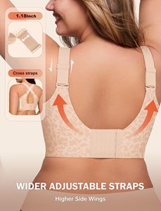 Sujetador de gel de cobertura total para tallas grandes, sin aros, con realce lateral, antideslizante, con tirantes anchos ajustables, transpirable, ropa interior femenina - Product Image 4