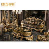 Table basse de salon en bois d'acajou de style américain d'inspiration antique, sculptée à la main, avec plateau en verre