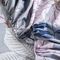 Parure de Lit Imprimé Floral Housse de Protection Matelas Respirante en Polyester