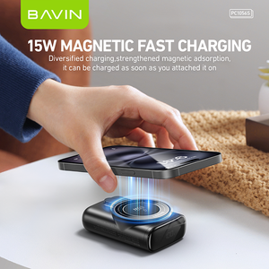 BAVIN vente en gros facile à transporter PC1056S 10000mah 15w banque d'alimentation de charge rapide sans fil magnétique - Product Image 3