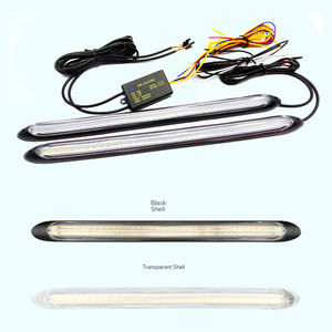 Brad 2Pcs Set Lampu LED Fleksibel untuk Mobil Sedan Putih Amber, Lampu DRL LED Sequential Flowing Daytime Running Light 12V Universal - Product Image 4