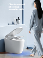 WC intelligent allongé en céramique avec chasse d'eau automatique, lavage et séchage à l'eau chaude, siège chauffant et veilleuse pour la rénovation de salle de bain à domicile