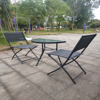 Ensemble de table et chaises de jardin moderne en acier semi-circulaire, 2 chaises empilables, pliable, pour terrasse, balcon, extérieur