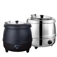Marmite Chauffe-Plats Électrique Commerciale de Luxe Tongmai en Acier Inoxydable Noir Mat 500W 10L pour Soupe et Bouillon, Idéale pour Buffet