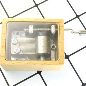Caja de Música Vintage Rectangular de Madera Transparente con Manivela, Regalo Sencillo para el Hogar o Cumpleaños - Product Image 2