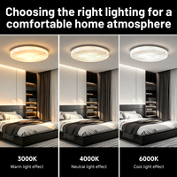 Plafonnier LED rond pour salon intérieur, 3 couleurs d'éclairage, intensité réglable, télécommande, montage encastré, lampe surdimensionnée