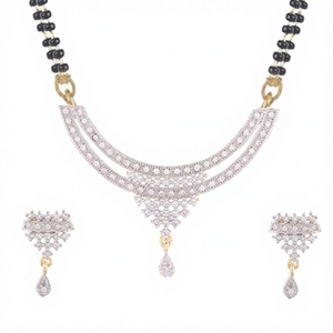 High Quality Gold Plated <b>Crystal</b> Rhinestone Zircon Ethnic Dual Chain Stylish Mangalsutra Pendant Modern Brides Wedding Festivals - Product Image 3