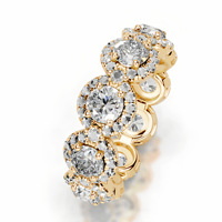 Bague de mariage maximaliste Full Halo Flower Bud en argent sterling 925 plaqué or 18 carats avec moissanite VVS pour femme, luxe