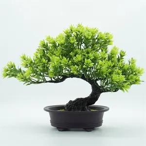 Cây nhân tạo trang trí nội thất màu xanh lá cây cây bonsai cây nhựa chậu hoa văn phòng Bảng trang trí ngoài trời trang trí sân vườn