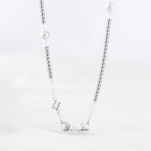 yunnique Geometric Beaded Necklace With <b>Dice</b> Charms Unisex Party Jewelry Titanium Steel Spliced Design - Product Image 4