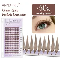 ANNAFRIS Brown Comic Spire Lashes Extensions Automatic Flowering Premade Fans Natural Soft Anime Effect Bulu Mata Palsu FEATHER