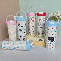 Bouteille isotherme 600 ml (20 oz) en acier inoxydable SUS 304 avec infuseur à thé indépendant, couvercle hybride paille et bec verseur, et motif graphique de dessin animé imprimé