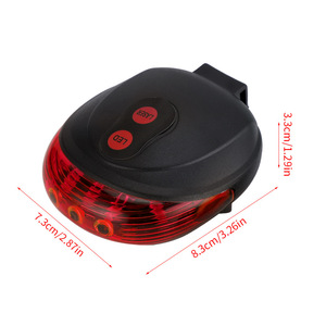 YOUME 5 LED 2 ليزر ضوء خلفي للدراجة مقاوم للماء مصابيح ركوب الدراجات مع 3 أوضاع تحذير أمان للدراجة ضوء خلفي يعمل بالبطارية - Product Image 6