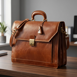 17 Inches Brown Leather High Quality GLOBAL LEATHER Casual Laptop <b>Bag</b> Waterproof Quick Dry Breathable Design Shoulder Carrying - Product Image 3