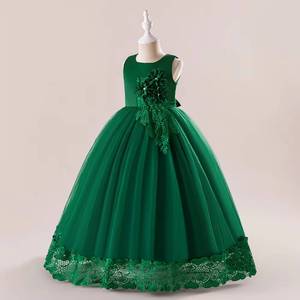 Vestido de Fiesta Largo con Flores para Niñas, Vestido de Princesa para Actuaciones, Cumpleaños y Eventos Formales - Product Image 1