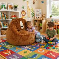 Fauteuil pouf Helios au design moderne en forme d'ours, avec dossier capitonné portable et sécurisé, idéal pour les enfants et les salons.