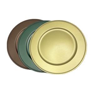 Platos <span class=keywords><strong>de</strong></span> Presentación Estilo Clásico con Cuentas Bañadas en <span class=keywords><strong>Oro</strong></span> para Bodas al por Mayor, Bajoplato con Cuentas Doradas para Eventos - Product Image 5