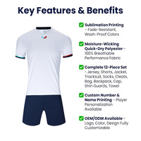 Maillots de football personnalisés en polyester sublimé avec logo, nom et numéro de l'équipe, vente en gros OEM de maillots de football