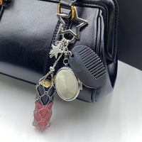 Nouvelle mode, luxe léger, porte-rouge à lèvres portable en métal avec miroir, breloque de sac, porte-clés