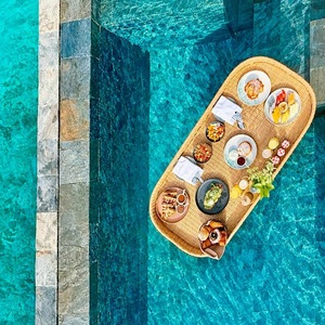PE Rattan Basket Hotel Swimming Pool <b>Floating</b> Tray for Breakfast Afternoon Tea Water Serving Plate Storage Tray for Hotel Villa - Product Image 6