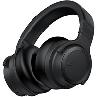 ANC headphone BT nirkabel latensi rendah panggilan bebas genggam headphone atas telinga untuk perjalanan rumah kantor ponsel PC hitam