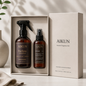 Aikun Amber Glass Dual Size Private Label 500ml 250ml Room <b>Spray</b> Interior Fragrance Gift Box <b>Set</b> for Hotel Office Bathroom - Product Image 1