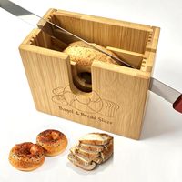 Cortador de Pan y Bagels de Bambú con 7 Ajustes de Grosor, Herramienta de Corte de Pan con Ranuras para Cuchillos, Cortador de Pan Seguro al por Mayor