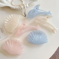 Nouvelle mode élégante, accessoire quotidien, pince à cheveux en plastique acrylique de couleur gelée, décoration de cheveux en forme de requin et de dauphin.