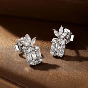 Dylam <b>Top</b> End Sparkling Stunning Women Jewelry S925 Silver Diamond 5A CZ Cubic Zircon Zirconia Baguette Pineapple Stud <b>Earrings</b> - Product Image 5