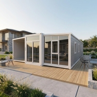 Maison conteneur de luxe extensible 20ft 40ft, design contemporain, villa modulaire préfabriquée 2-3 chambres avec terrasse et espace de vie extérieur