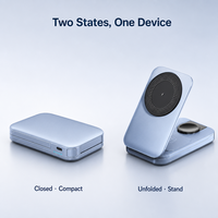 Batterie externe magnétique pliable 10000 mAh 20W, nouvelle arrivée 2026, chargeur portable, station de charge sans fil 3-en-1