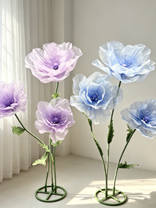 <span class=keywords><strong>Fiori</strong></span> Artificiali di Papavero e Peonia per Grandi Composizioni Floreali, Decorazioni per Interni, Essenziali per Matrimoni e Feste, Opzioni per Oggetti di Scena Fotografici in Organza - Product Image 3