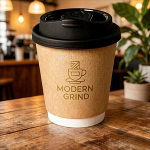 Gobelets en papier kraft écologiques jetables personnalisés avec logo imprimé en gros, avec couvercles, pour café, thé au lait, latte, chocolat chaud - Product Image 3