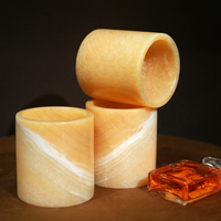 Ensemble de pots à bougies RF en onyx rose, jaune, blanc et noir, fait main, en pierre naturelle, récipient de luxe pour bougies de soja, décoration d'intérieur