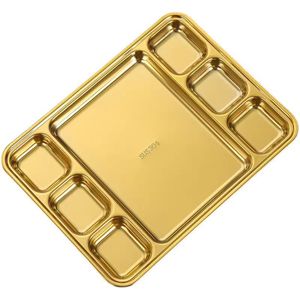 SUS304 Stainless Steel Serving <b>Tray</b> Divided Food Plate Multifunctional For <b>BBQ</b> Buffet Snacks - Product Image 2