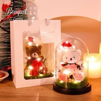 Ours en peluche lumineux à LED avec roses éternelles, longue durée (3-5 ans), idéal pour Noël, Nouvel An, anniversaire, Thanksgiving, décoration intérieure, cadeau – Direct Usine