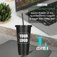 Gobelets réutilisables en plastique avec couvercles et pailles, logo personnalisé, pour café glacé, 24 oz, en vrac, noirs, unisexe, personnalisables