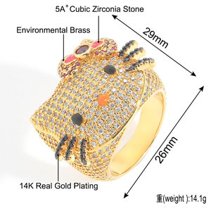 BES New Hip Hop Jewelry Cute Cat <strong>Rings</strong> Couple <strong>Cartoon</strong> <strong>Rings</strong> Brass Micro Inlaid Zircon Iced Out Hiphop <strong>Rings</strong> for Men Women - Product Image 6