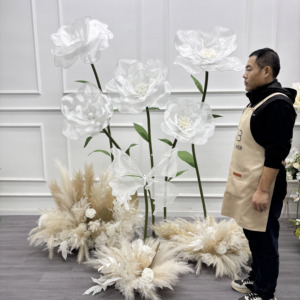 Decoración Floral Gigante para Eventos <span class=keywords><strong>y</strong></span> Fiestas, Adorno de Flores <span class=keywords><strong>y</strong></span> Plantas Altas, Romántico Soporte de Flores de Peonía de <span class=keywords><strong>Seda</strong></span> Gigante, Decoración de Flores de Organza Blanca Enorme - Product Image 6