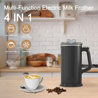 Mousseur à lait électrique en acier inoxydable de 350 ml avec arrêt automatique, design antidérapant, fonctionnement à une touche, contrôle de la température