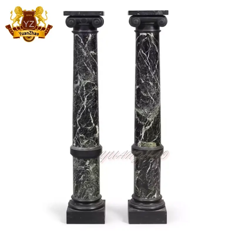 Modern Design Home Building Luxury Pillar Natural Stone Greek Black Marble Column For Sale