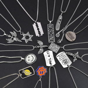 สร้อยคอสแตนเลสสั่งทำจากโรงงาน โลโก้บริษัทแบบ 2 มิติ/3 มิติ สไตล์เรโทร ประดับเพชรแบบสั่งทำ อุปกรณ์เสริมเครื่องประดับ - Product Image 3