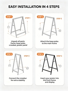 Exhibidores de Carteles Portátiles Personalizados con Marco en A, de Metal, de Doble Cara, para Exteriores, de 24 x 36 Pulgadas, Soporte para Carteles de Acera - Product Image 5