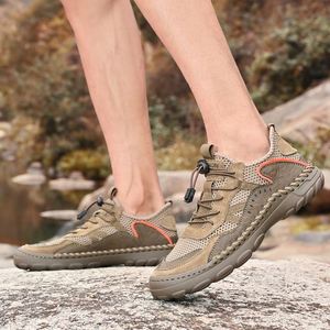 Baskets en maille à lacets respirantes, bout rond, semelle extérieure en caoutchouc, semelle intermédiaire en EVA, toutes saisons, couleur unie, chaussures pour hommes - Product Image 5