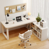 Bureau d'angle pour étudiant, bureau à domicile, bureau d'angle pour bureau, bureau simple avec étagère intégrée, bureau d'ordinateur pour salon, bureau moderne en bois