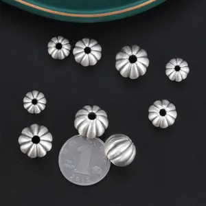 Wholesale Vintage Making Matte Surface 999 Sterling Silver Punpin Big Hole Spacers Beads For DIY Women Men Jewelry