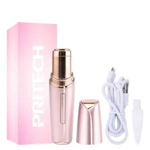 PRITECH Mini rasoio elettrico per rossetto a testa arrotondata portatile ricaricabile in acciaio inossidabile per signora