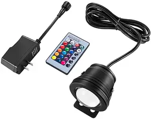 LED Flood Light 10W Waterproof Outdoor US Plug RGB LightとRemote Control (DC/AC 12V) 、Above Ground LED Spotlights